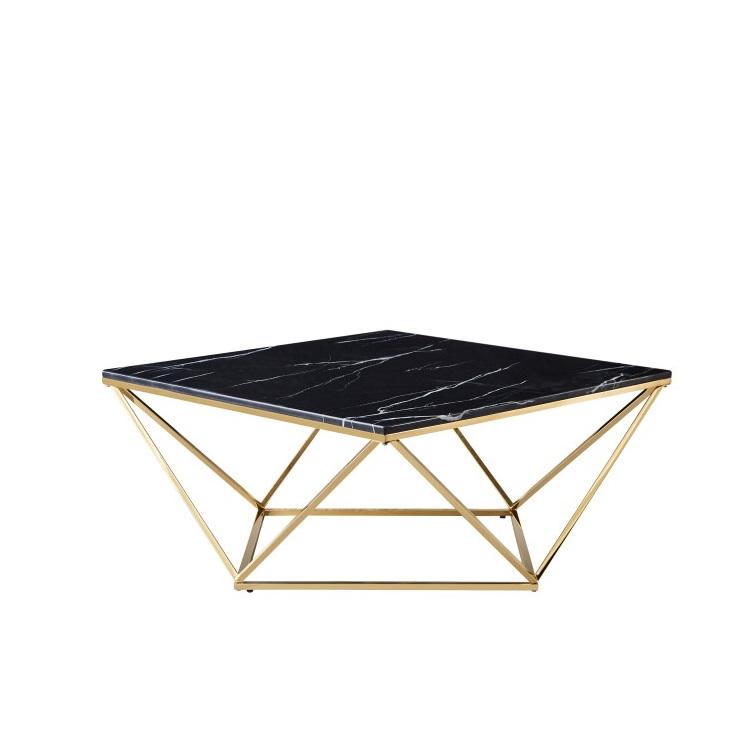 Pentagon Metal Base wooden Marble texture Top Center Table Living Room Furniture