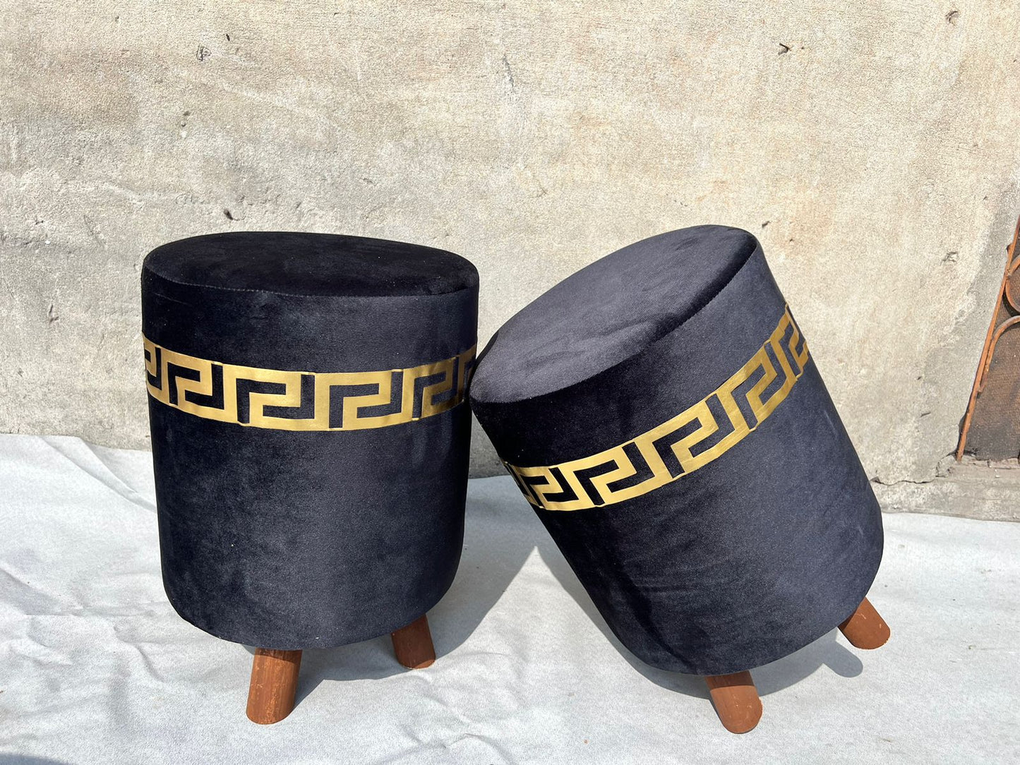 Ottoman Stool for Living Room - Metallic Side Table Décor