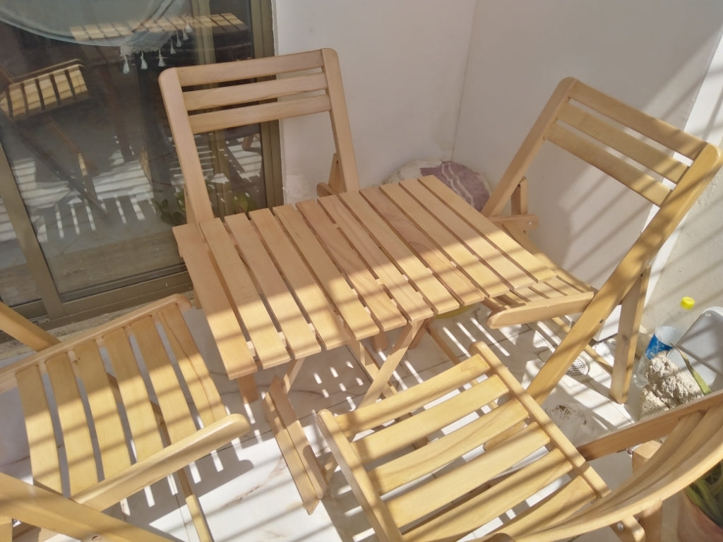 Folding Table and Chair Set - Portable Wooden Furniture for Garden, Lounge & Outdoor Events