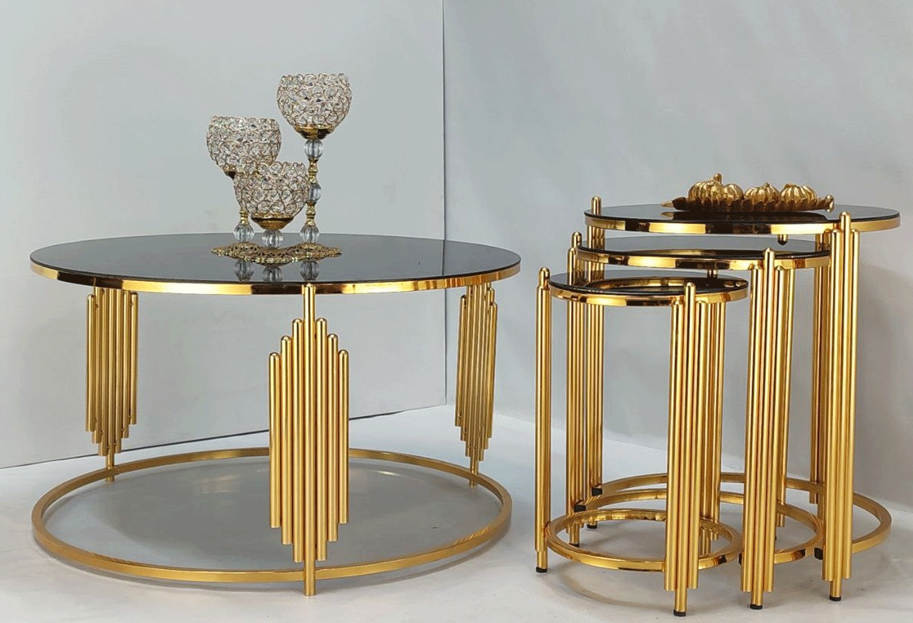 luxury Center + round Nesting Table Set (3 Pcs)