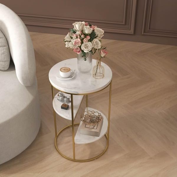 3-Tier Aurora Gold Side Table for Living Room - End Table