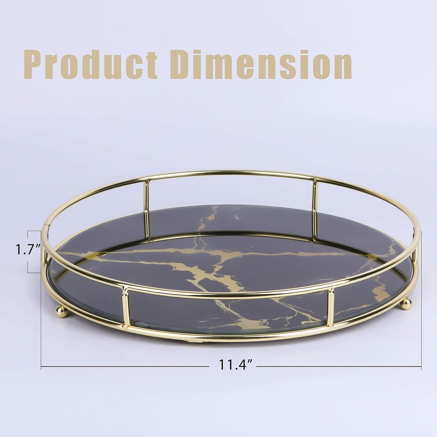 Makeup Organizer Tray Decorative Glass Round Cosmetic