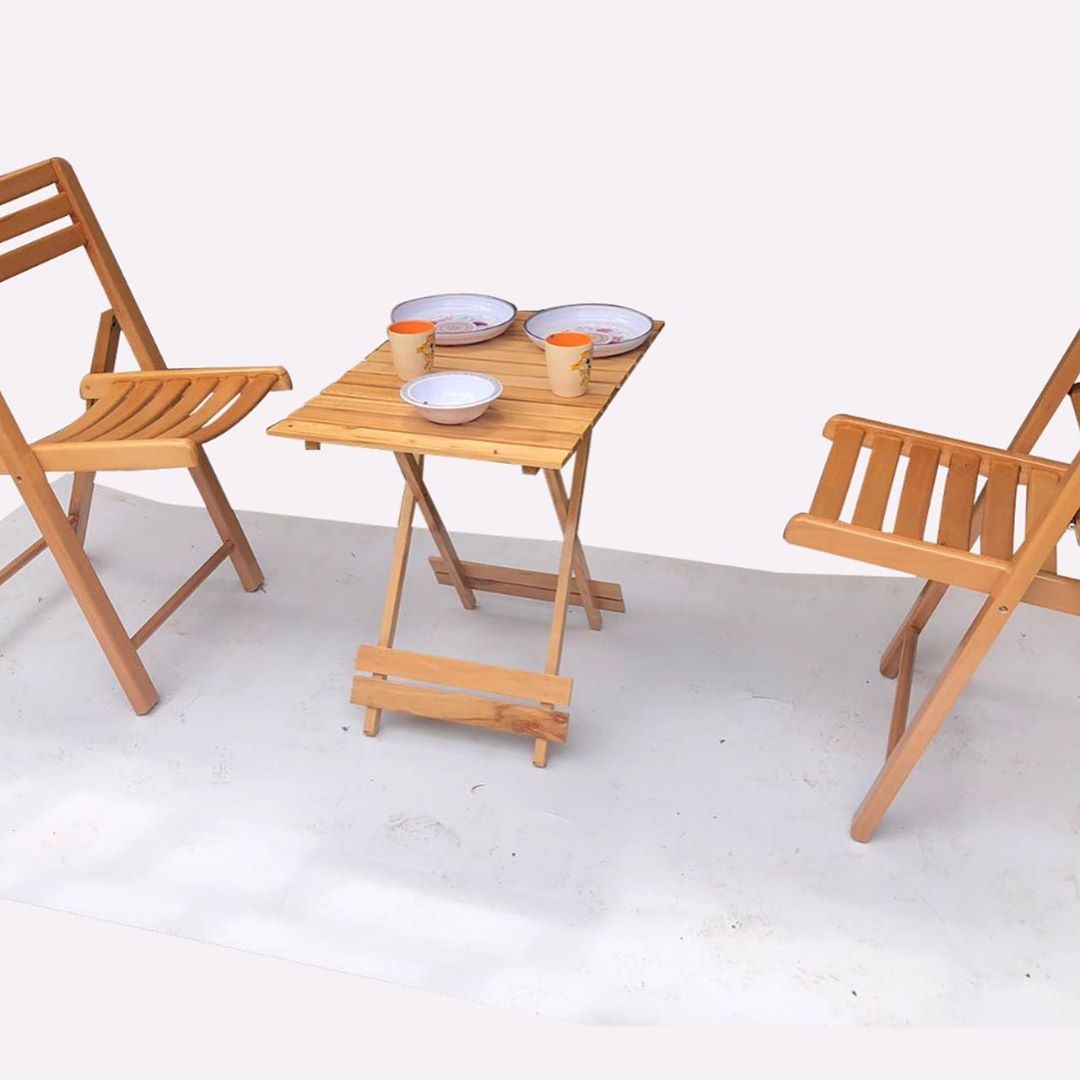 Folding Table and Chair Set - Portable Wooden Furniture for Garden, Lounge & Outdoor Events