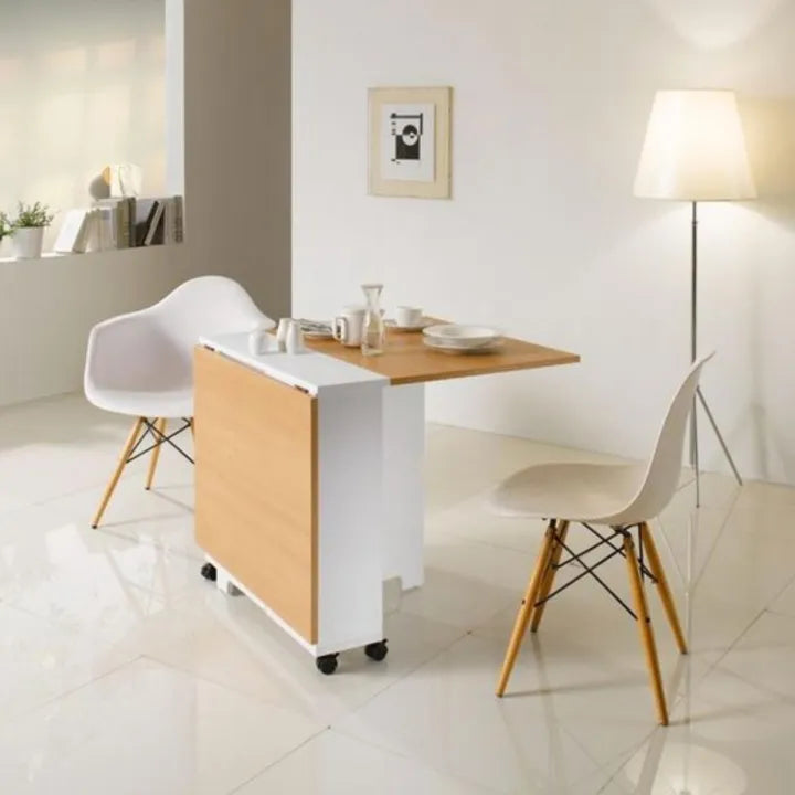 Clever-Space saving folding dining table-white Wooden Table
