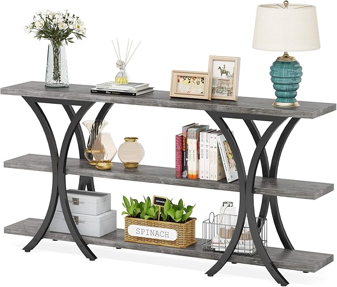 Long Narrow Console Table - Sofa Table for Entryway & Living Room