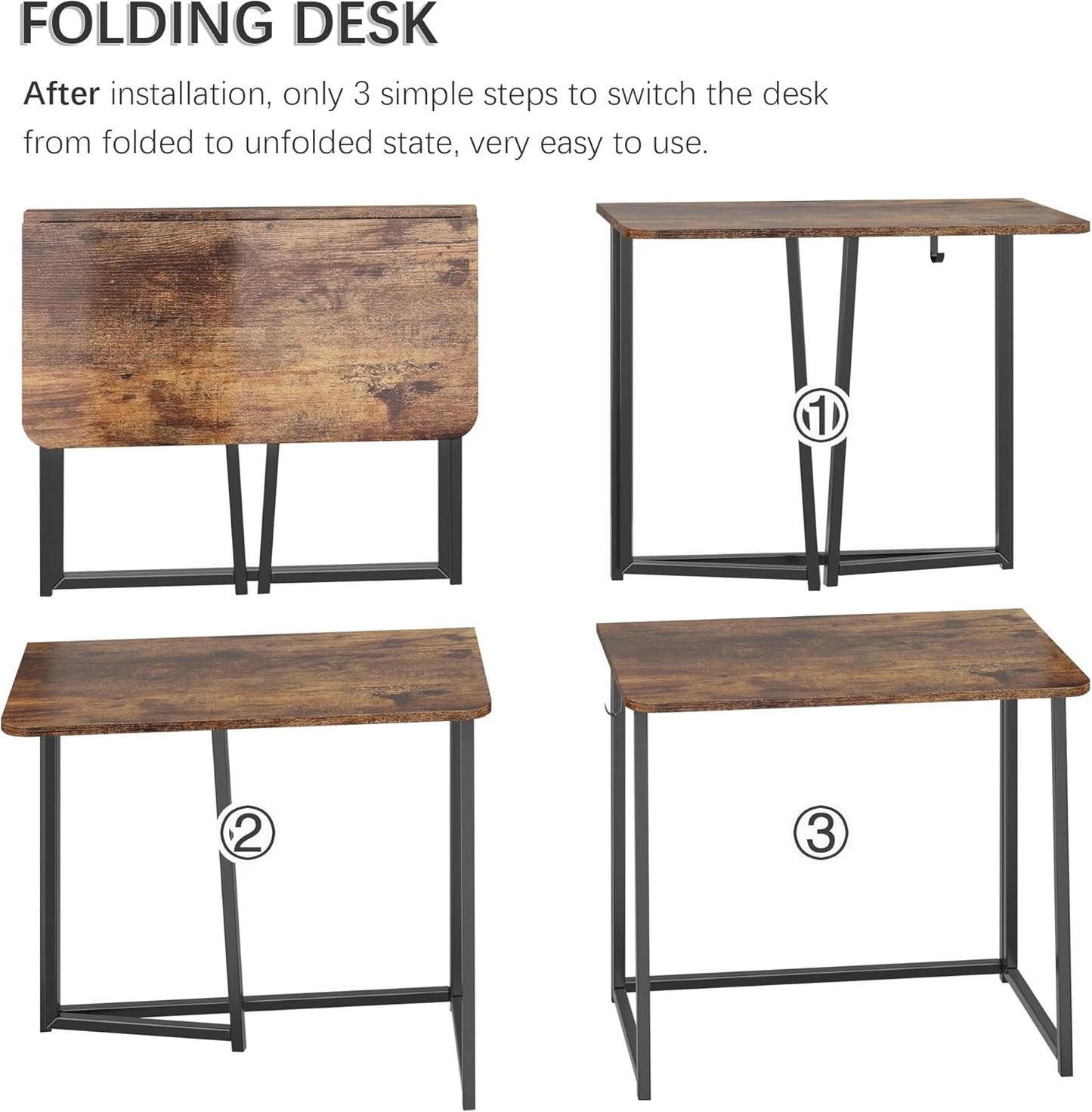 SwiftFold Desk – Highlights the 3-step folding ease for offices and workspaces.