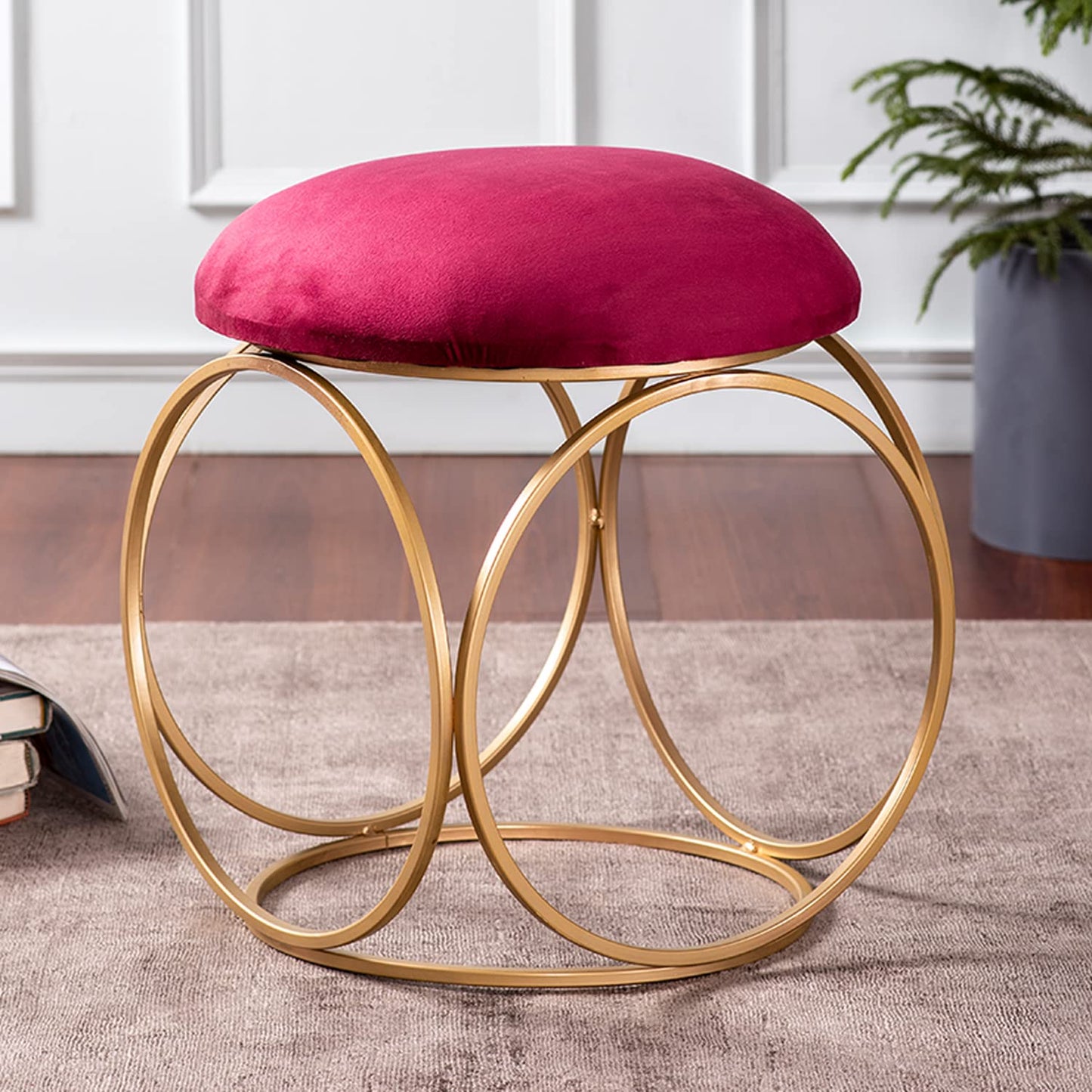 Luxury design Stool for living room gold frame Metallic seating stool sofa chair