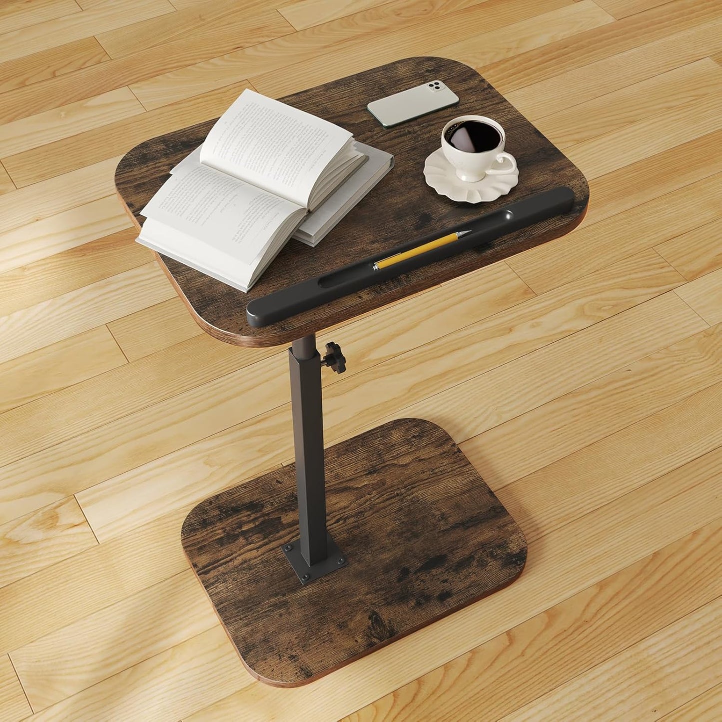 C Shaped Side End Tables for Living Room, Bedroom, Bedside Adjustable Height