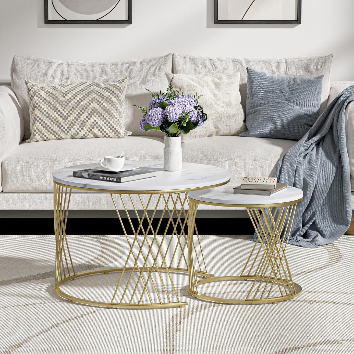 Modern Nesting Coffee Table Round End Tables