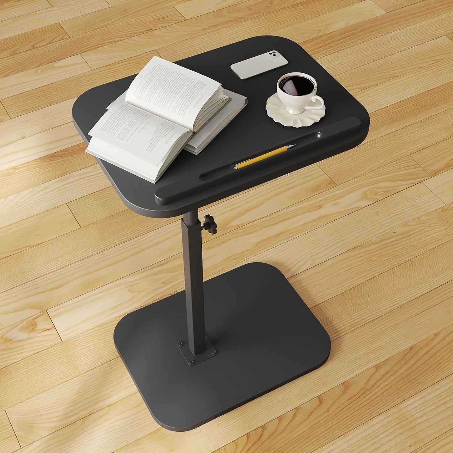 C Shaped Side End Tables for Living Room, Bedroom, Bedside Adjustable Height