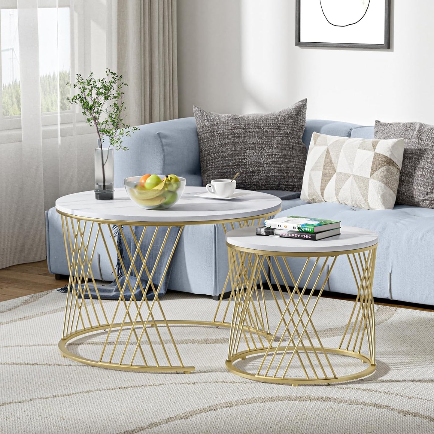 Modern Nesting Coffee Table Round End Tables