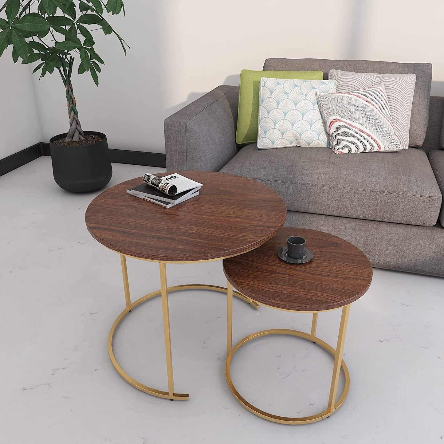 2 Pieces Round Table Set 18 and 16 top size