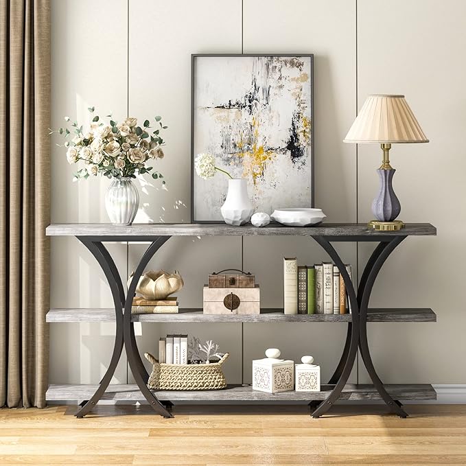 Long Narrow Console Table - Sofa Table for Entryway & Living Room