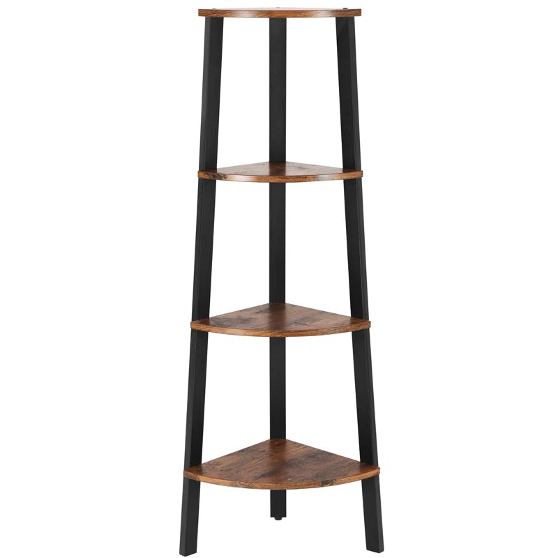 Modern 4-Tier Corner Rack Small Bookcase Space Saving Storage Rack