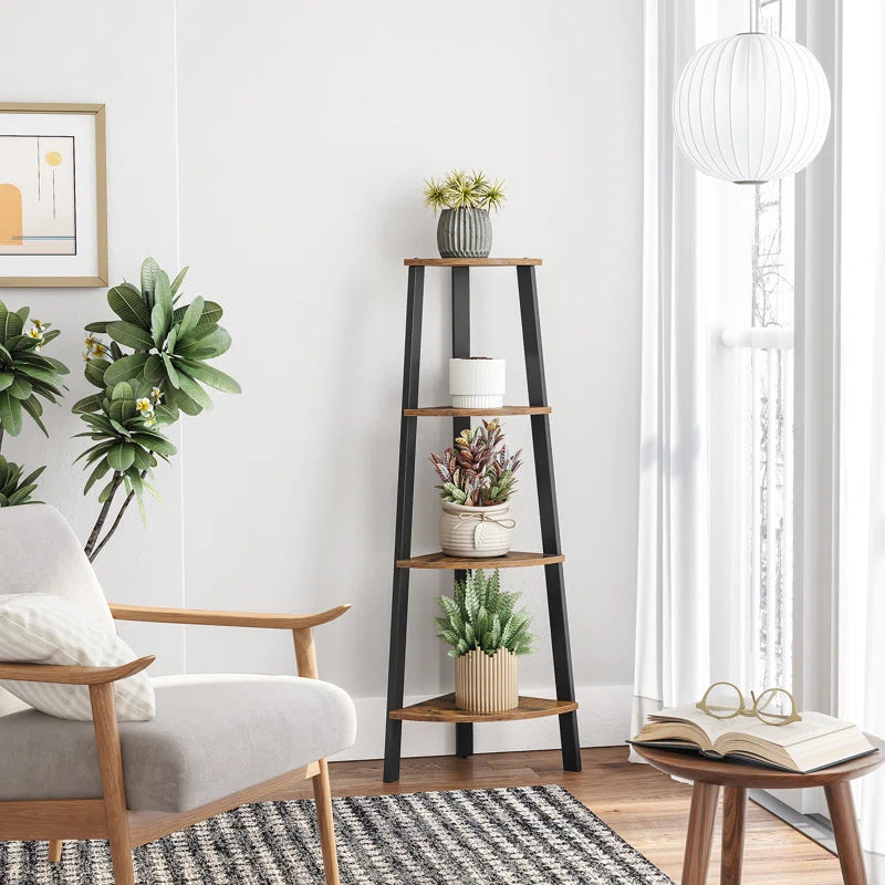 Modern 4-Tier Corner Rack Small Bookcase Space Saving Storage Rack