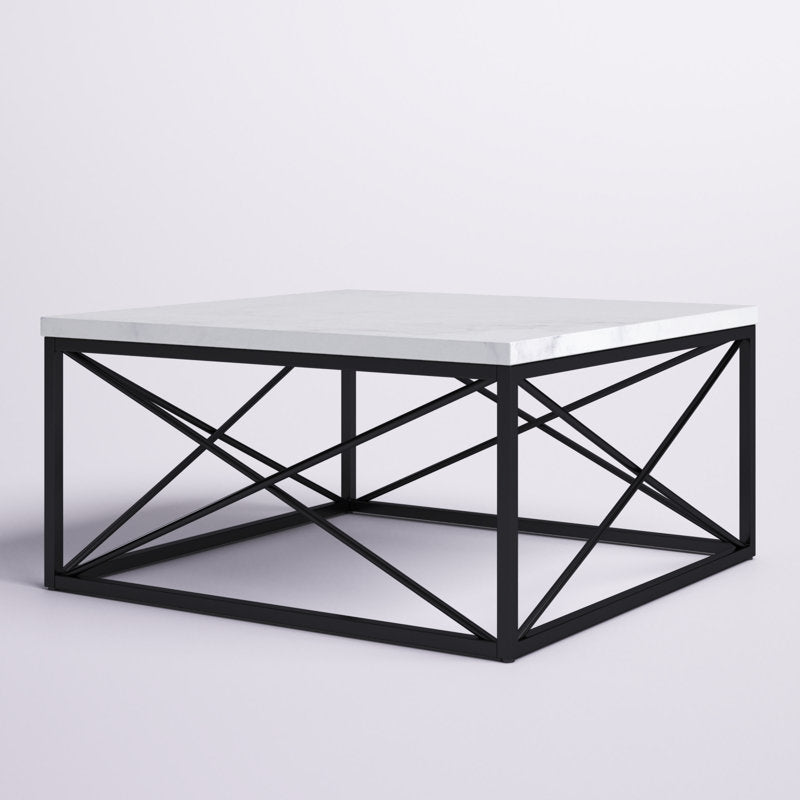 Marble top iron base center table square shape unique and decent design for bed hall