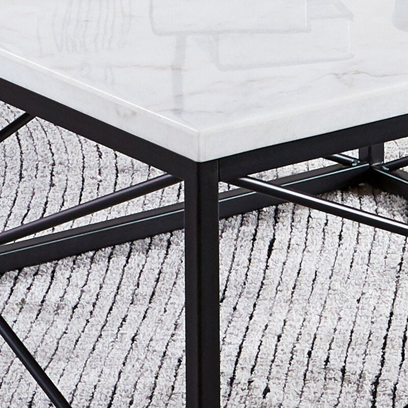 Marble top iron base center table square shape unique and decent design for bed hall