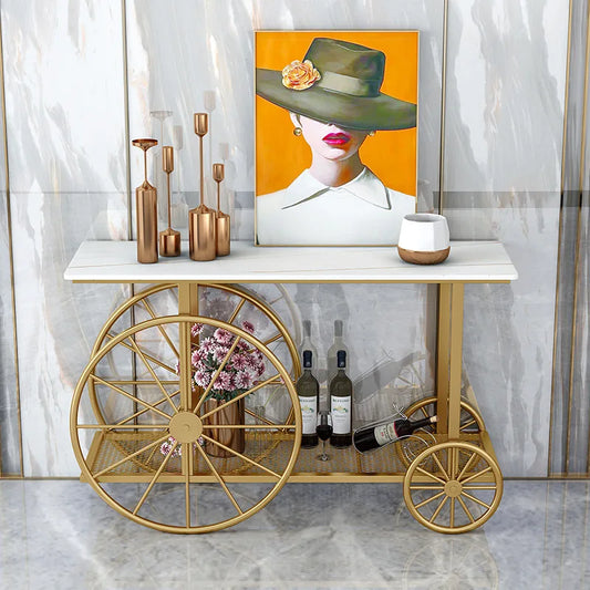Ornate Revolving Elegance Console - Cycle Shaped Console -With White MDF Top