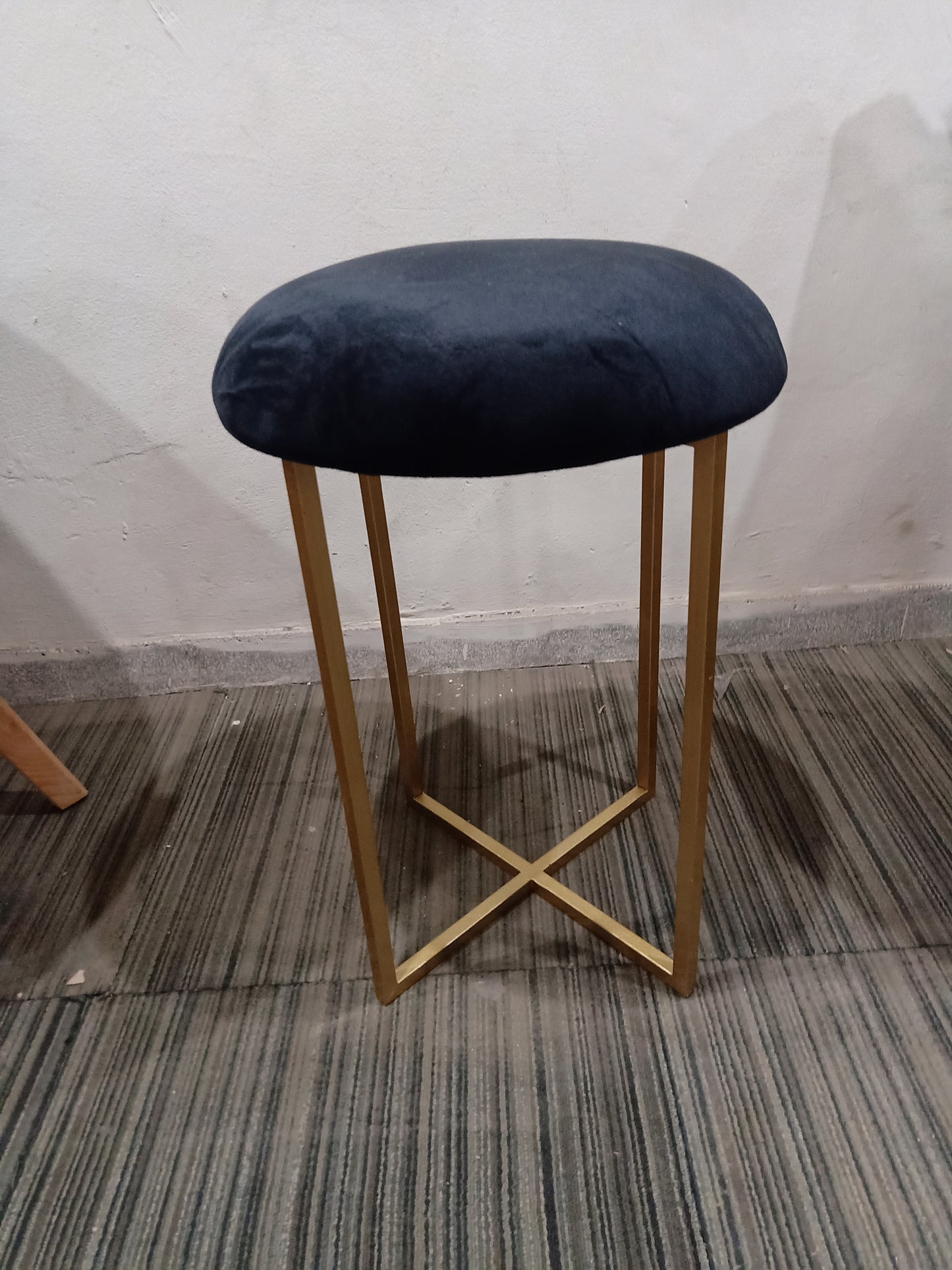 Velvet Cushion Stool X Base Designee For Home Dressing Metal-leg couch chair, ottoman, and sitting stool