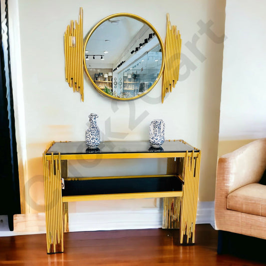 Console Table Double shelf With Glass Top
