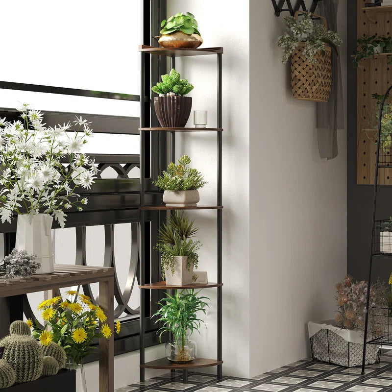 Modern 5-Tier Corner Bookshelf Organizer – Stylish Space-Saving Shelf for Living Room