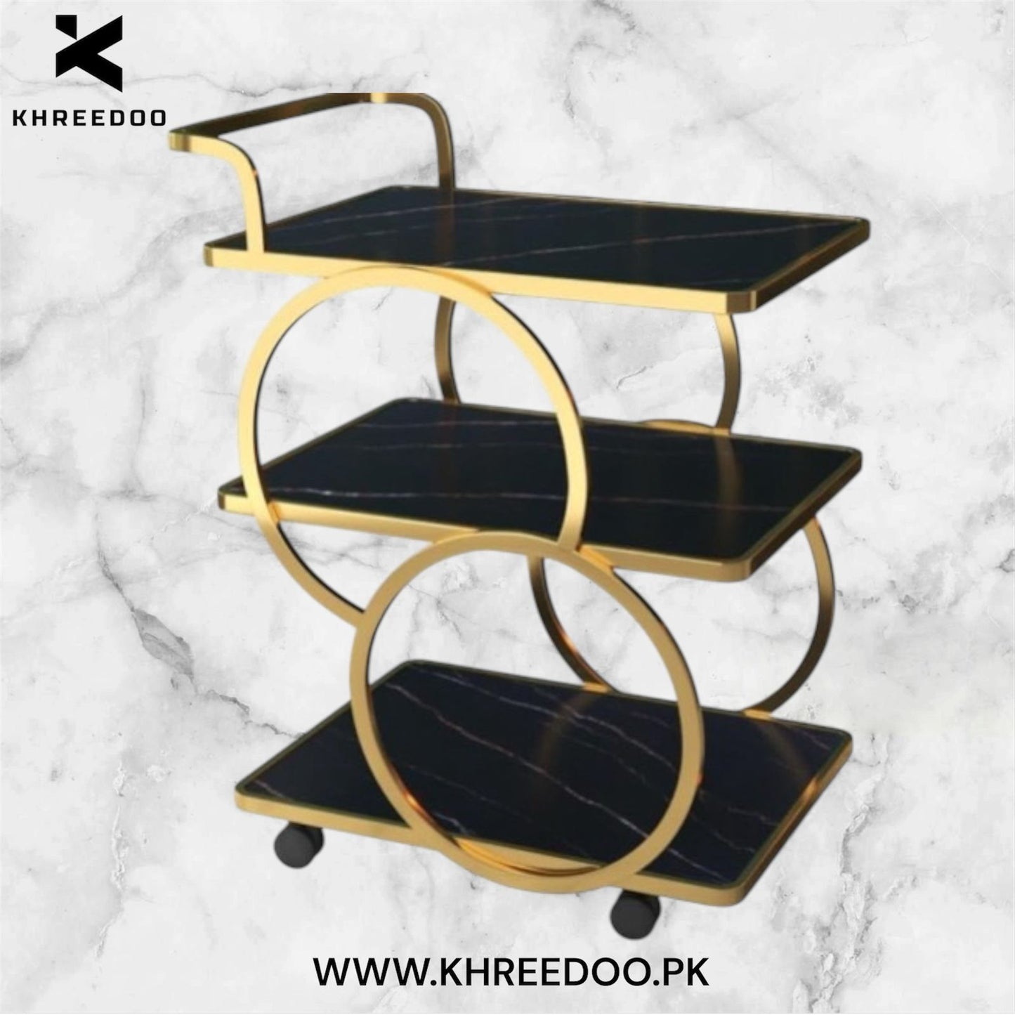3-Tier Rolling Storage Cart - European Style Serving Trolley