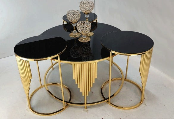 Heavy rod metal frame center table with elegance design nesting table