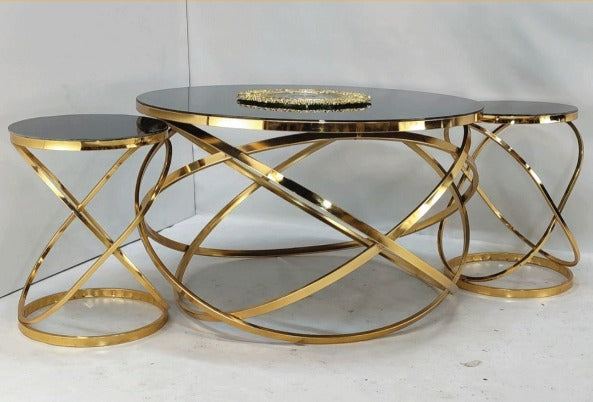 Center ring Curve Table with side tables ( set of 3 )