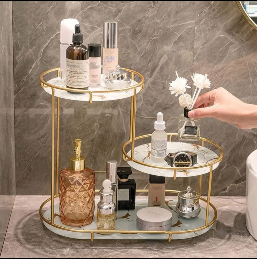 Modern 3 Tier Shelf Makeup Organizer Cosmatic Storage Rack Metal Quality