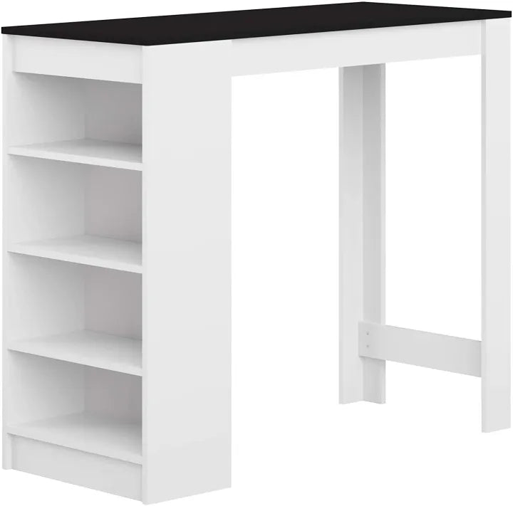 Wood Dining Bar Table with Storage Shelves - Home & Kitchen