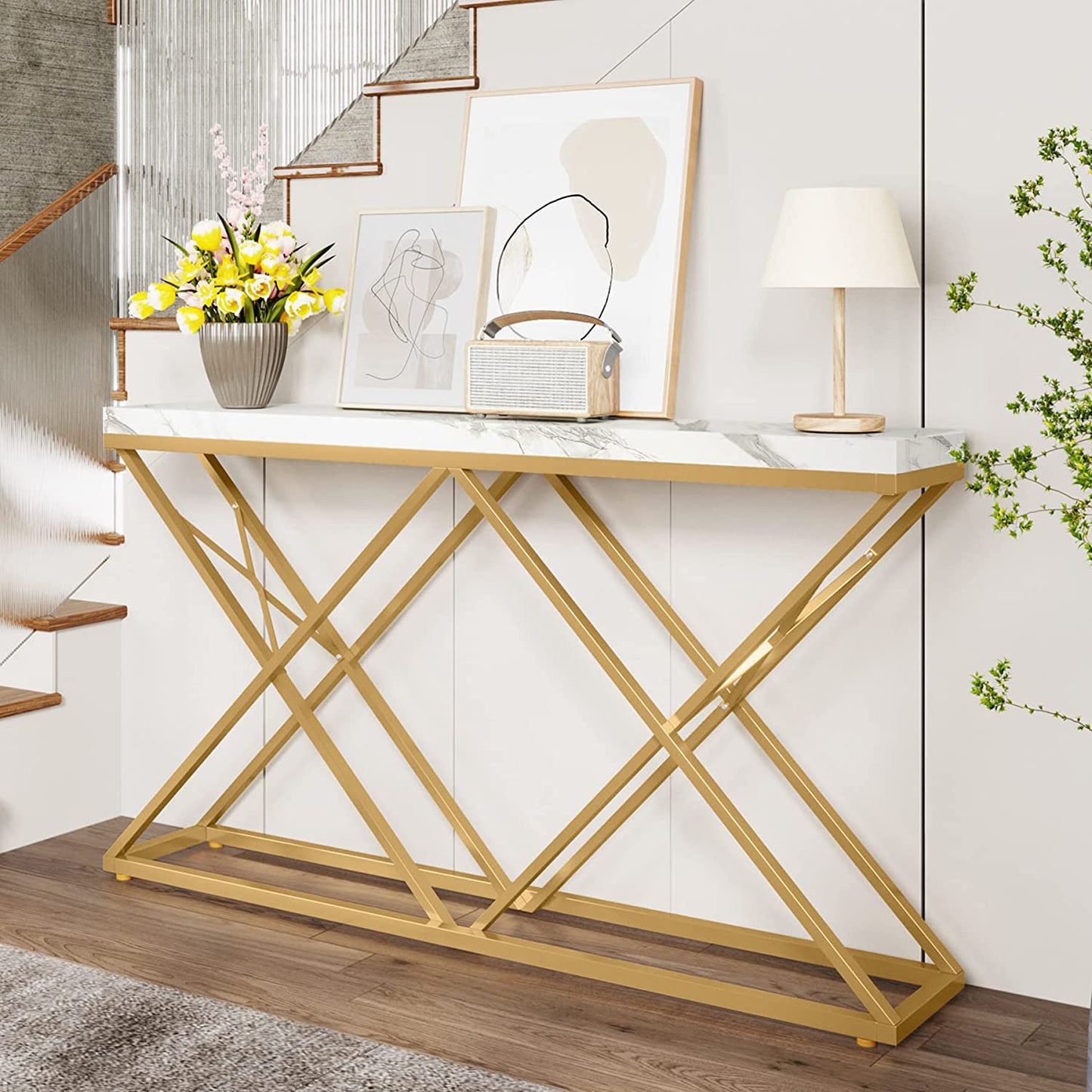 X Model Luxury Console Table - Premium Metal Living Room Furniture