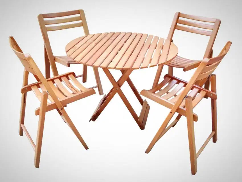 Folding Table and Chair Set - Portable Wooden Furniture for Garden, Lounge & Outdoor Events