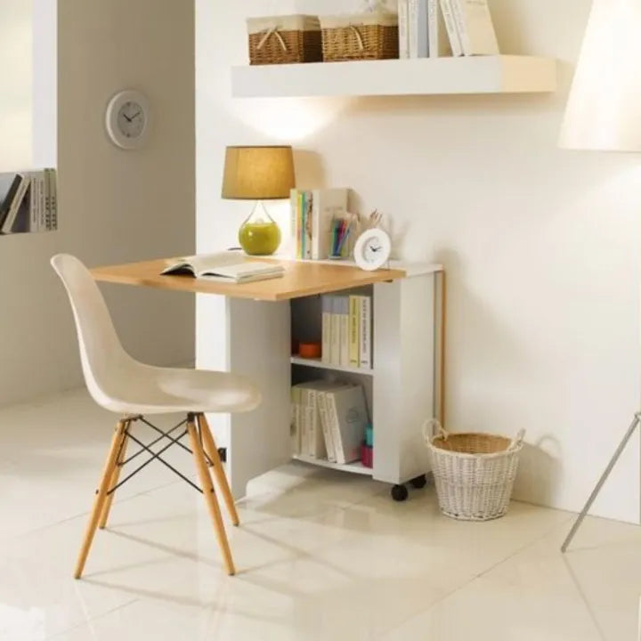 Clever-Space saving folding dining table-white Wooden Table