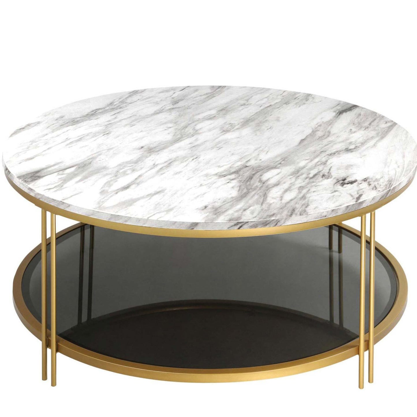 Gold round center table with marble design gold frame + double sheet decent color for living room