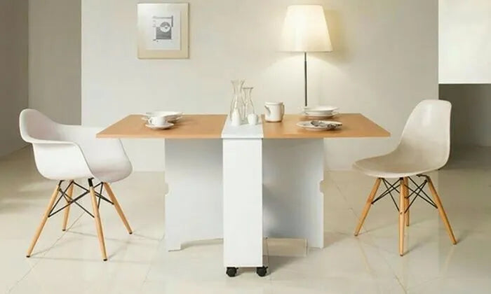 Clever-Space saving folding dining table-white Wooden Table