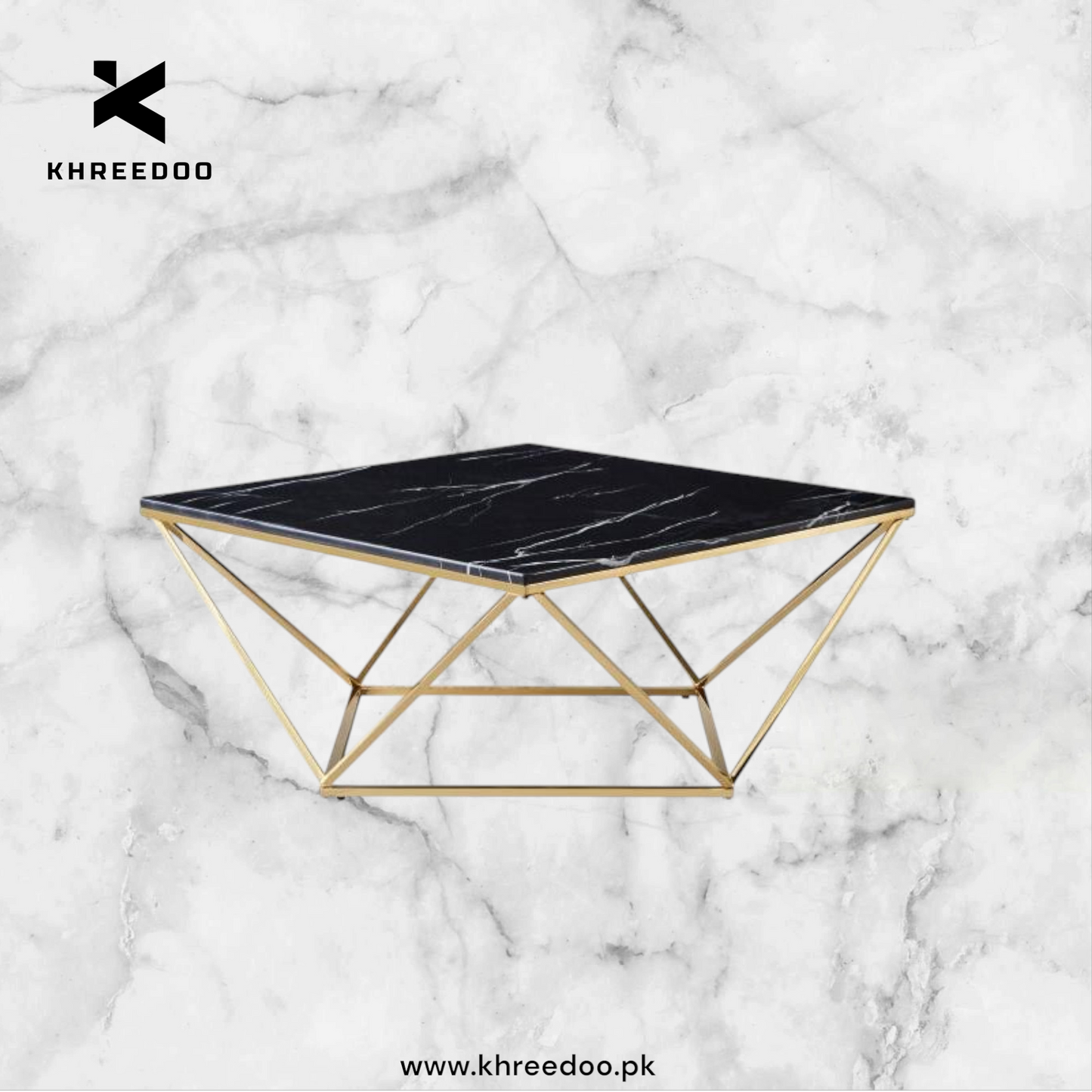 Pentagon Metal Base wooden Marble texture Top Center Table Living Room Furniture