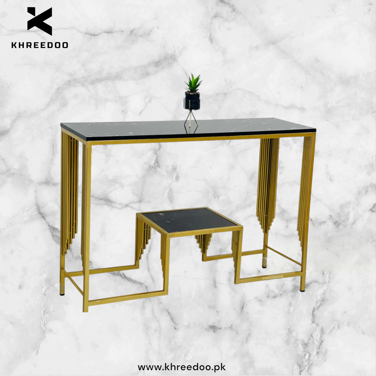 Console Table wooden marble texture top hallway table