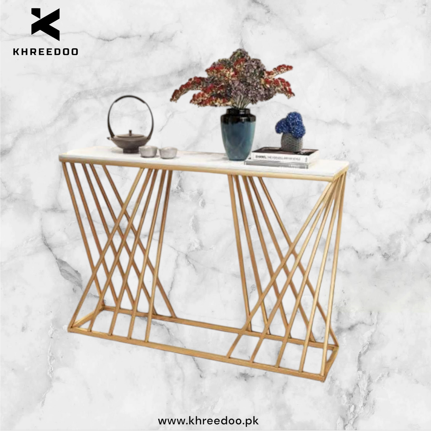 Double Cross Rods Console Fancy Hallway Table