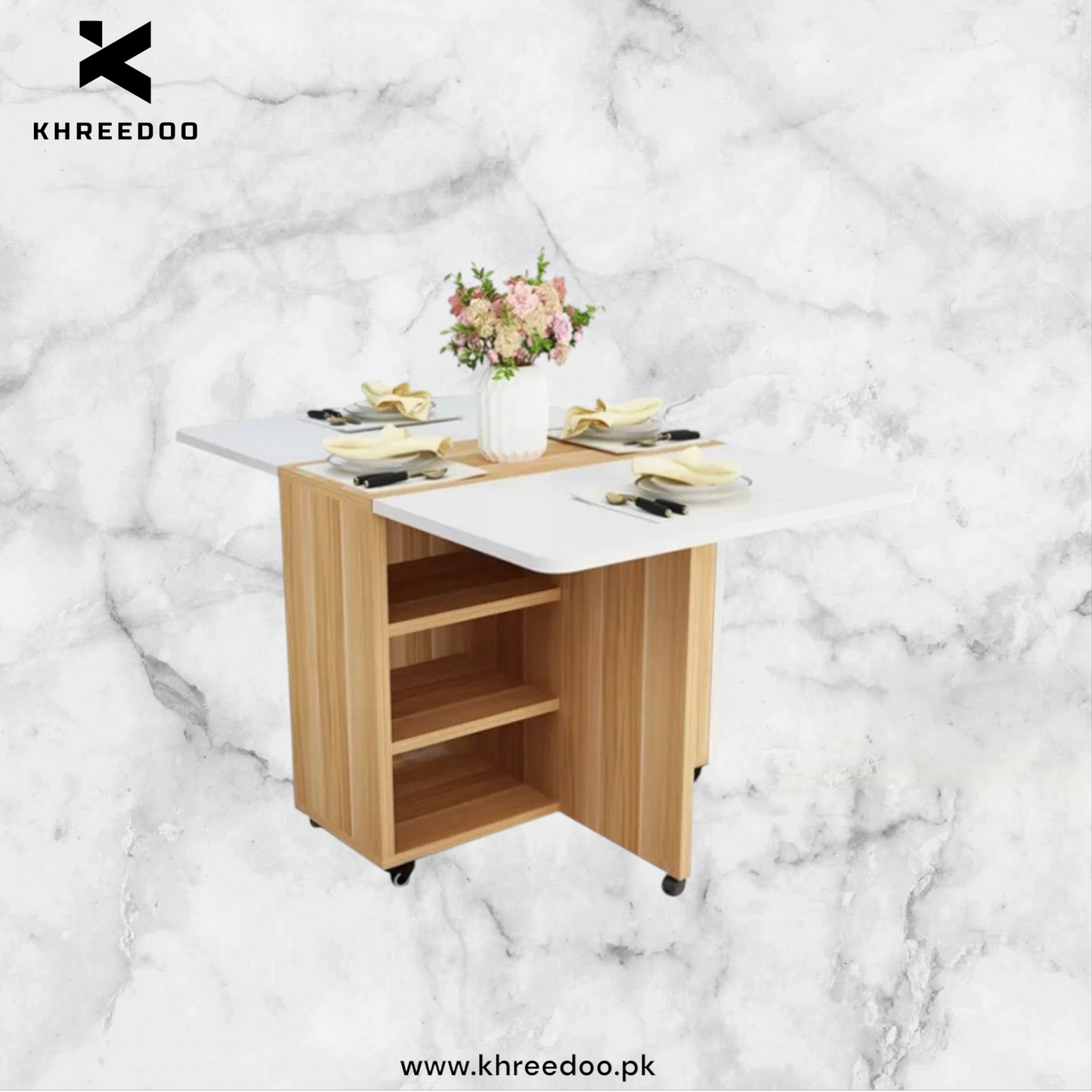 Wood Space Saving Folding Dining Table Multi Purpose