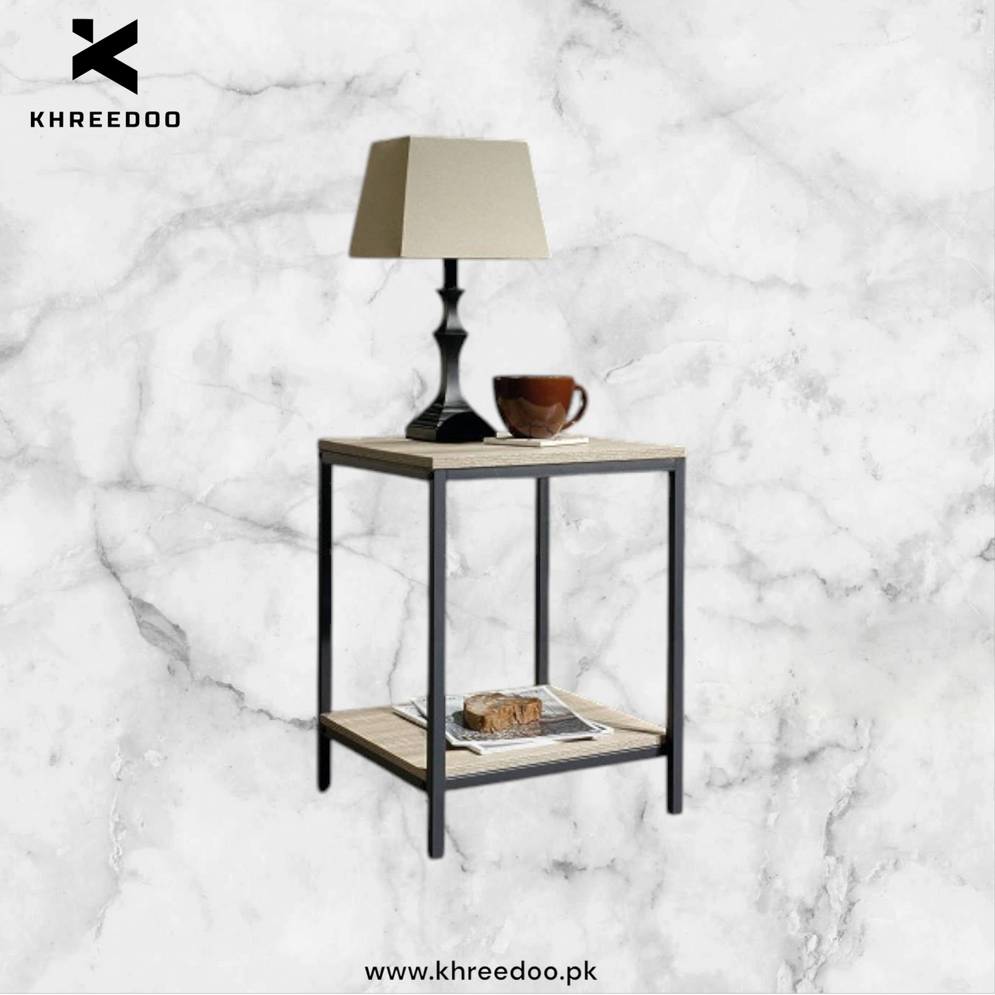 Metal Frame Shelf Rack Stand - End Table for Living Room