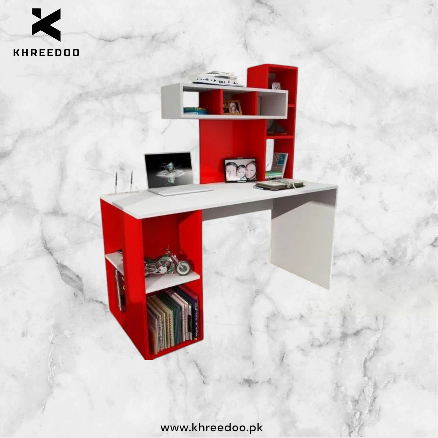 Study Desk with Laptop & Bookshelves - Home Office Desk