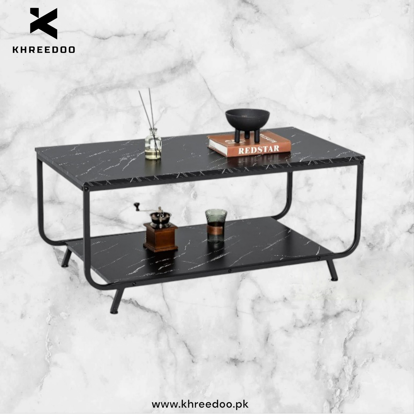 Modern 2-Tier Marble Coffee Table - Sofa Side Table