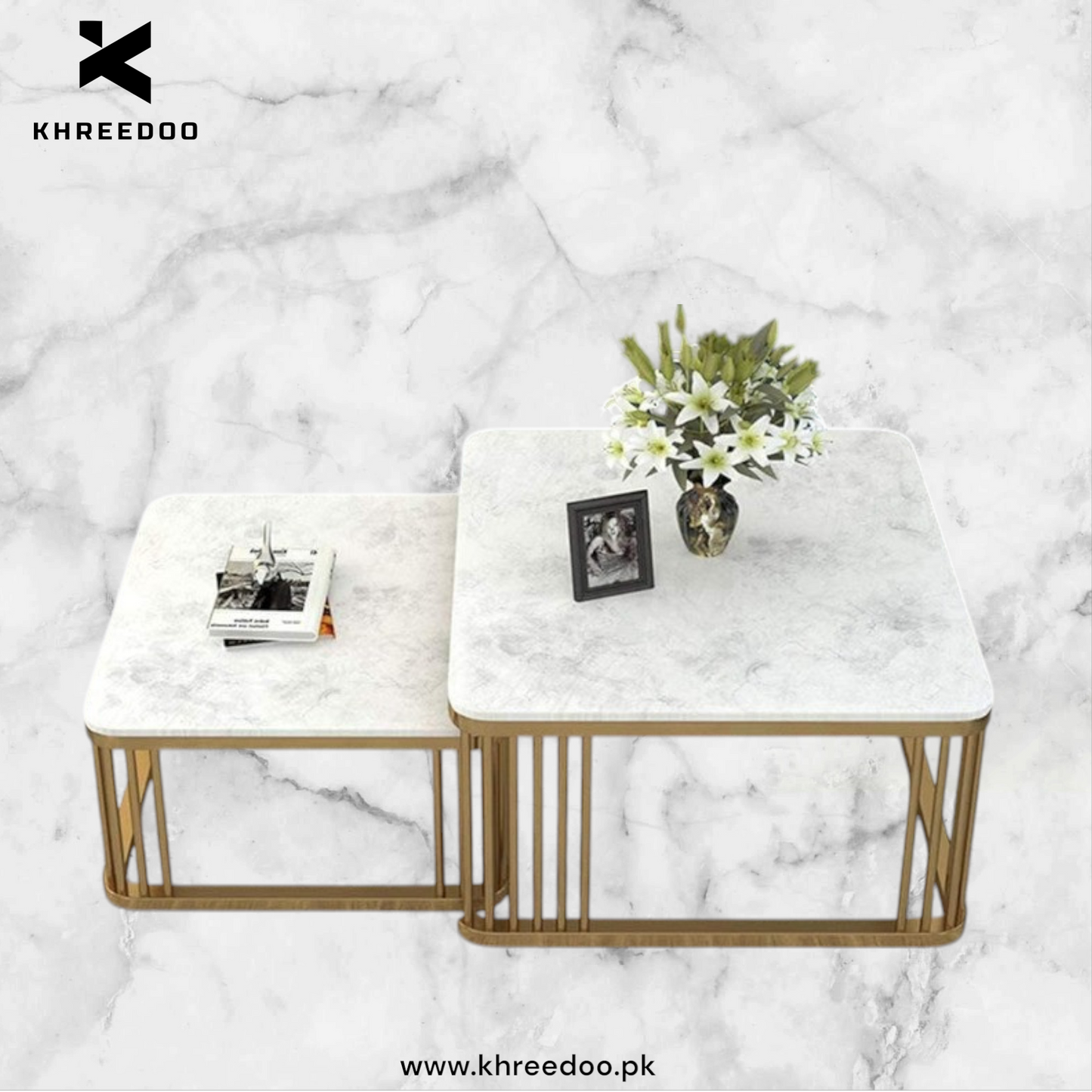 ART Coffee Table Set with Storage & Modern Open Shelf