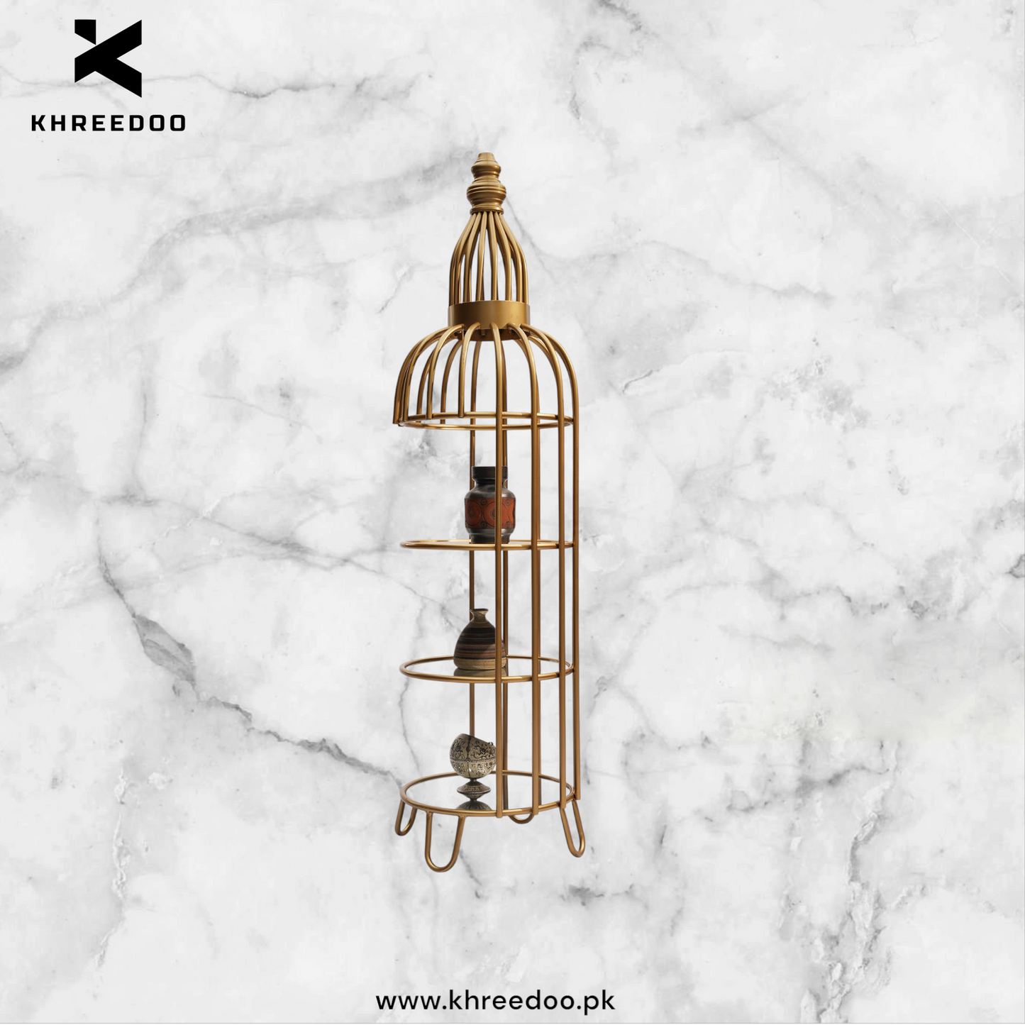 Four Layer iron cage with golden frame