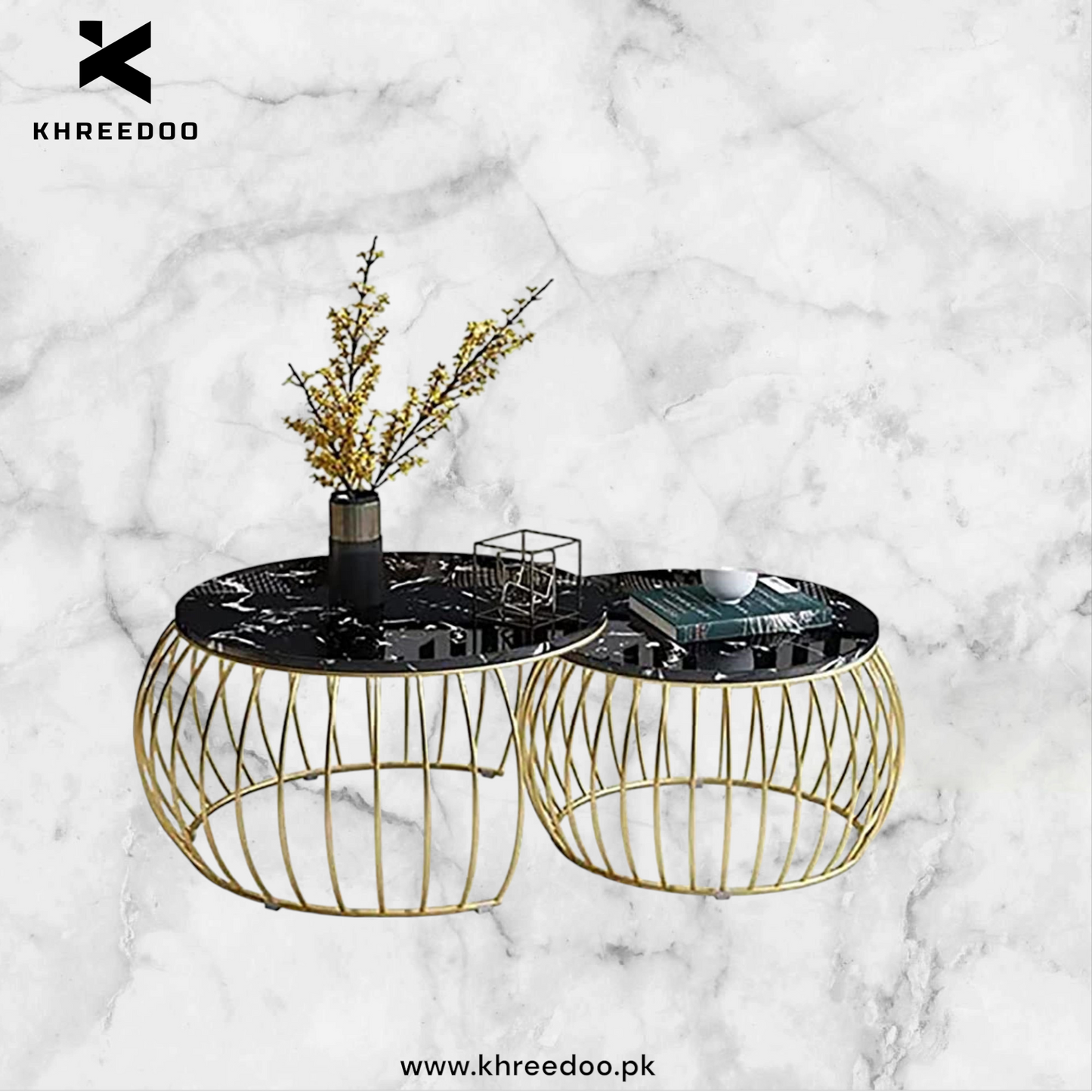 2-Piece Round Coffee Table for Living Room Home Decor