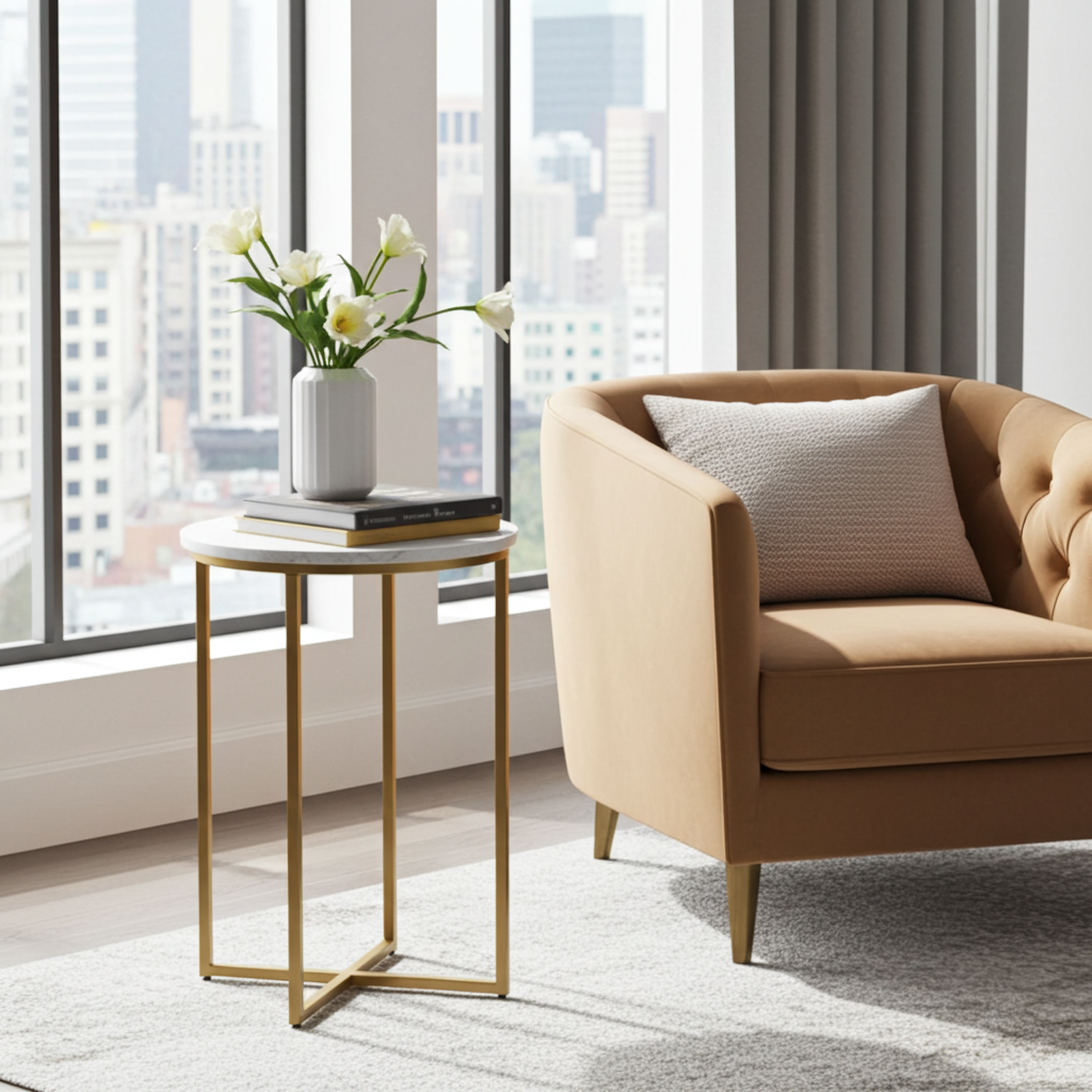 16in Modern Round Living Room Accent Side Table