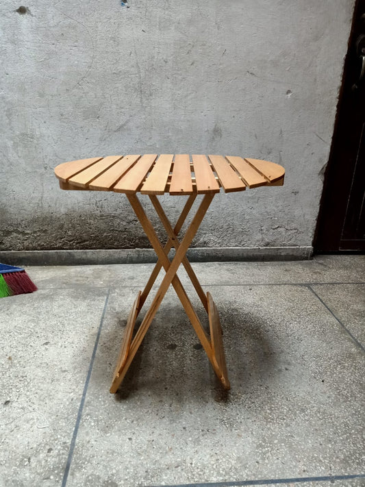 Imported Beach Wood Folding Round Table Coffee Table