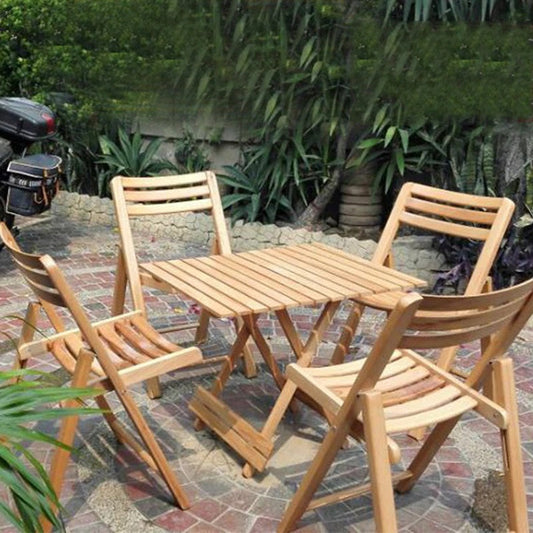 Beach Wood 4 Folding Chair and One Square Folding Table