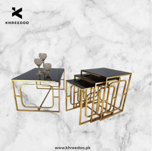 Metal Square Center Table with Nesting Tables – Set of 4