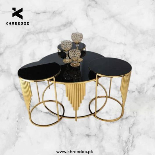 Heavy Rod Metal Frame Center Table with Elegance Design Nesting Table